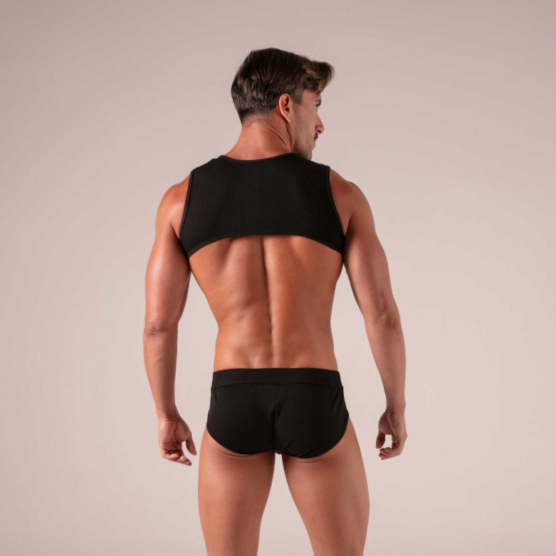 laced harness from the back